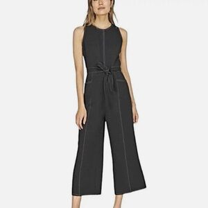 Greylin Isla black Contrast Stich Tie Waist Jumpsuit